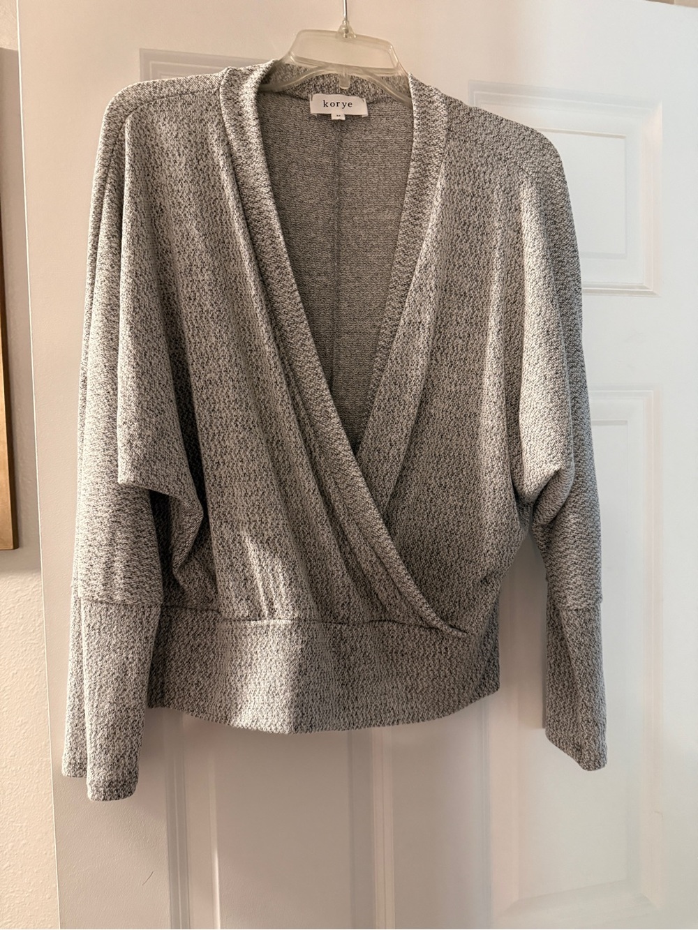 Korye Light Gray Wrap V-Neck Sweater Top